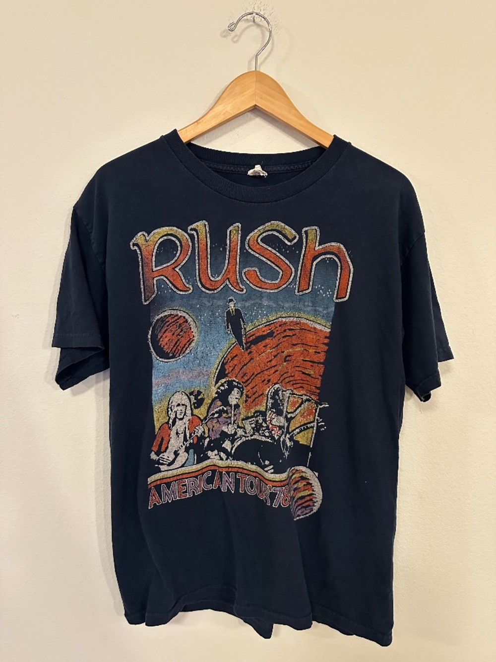 Rush American Tour '78 Alstyle T-Shirt Mens L Navy Band Tee